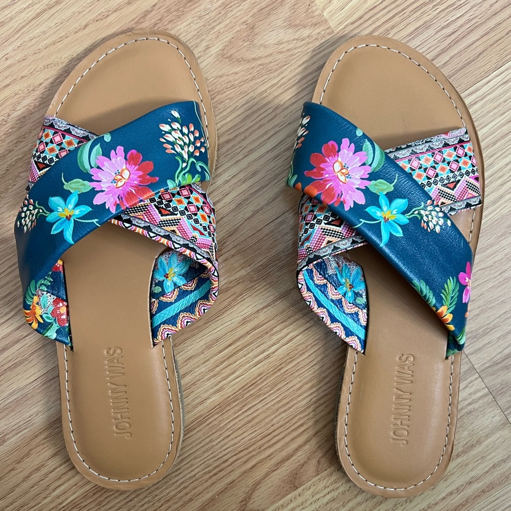 Johnny Was NWOB Sonoma Slide Sandal - Floral Print 6